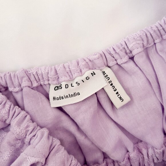 ASOS design purple eyelet peplum milkmaid top US10 - Picture 4 of 5